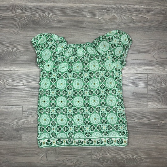 Sophie Max Green Patterned Peasant Blouse Size S - Picture 3 of 4